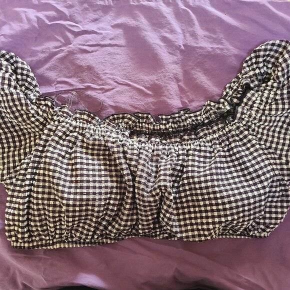 Halloween Fashion with Kate Spade XL crop top in gingham check -- NWT - Picture 1 of 9